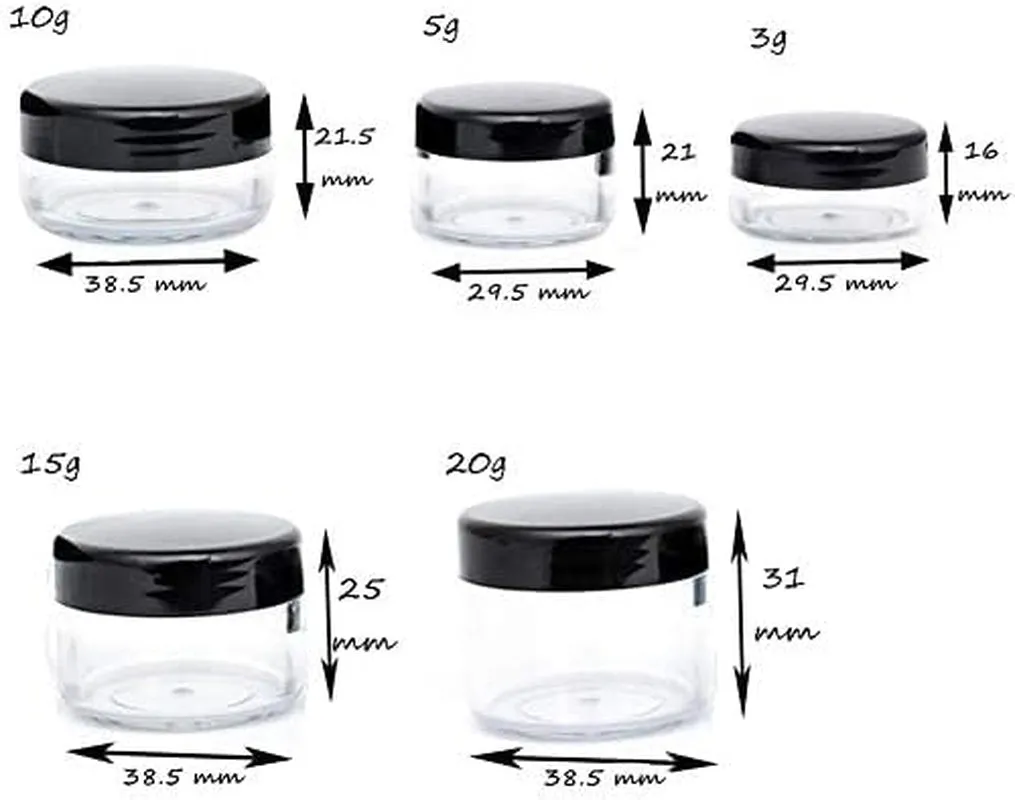 5 Gram Sample Containers with Lids, 50PCS Mini Makeup Containers, Empty Plastic Travel Cosmetic Containers with Labels