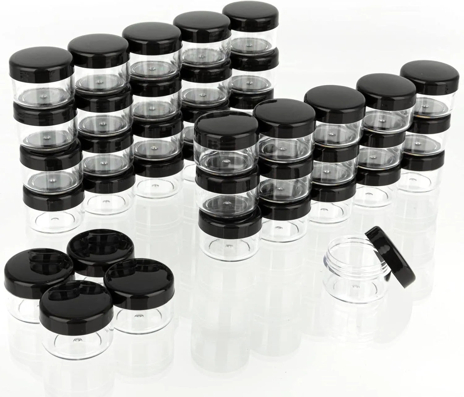 5 Gram Sample Containers with Lids, 50PCS Mini Makeup Containers, Empty Plastic Travel Cosmetic Containers with Labels