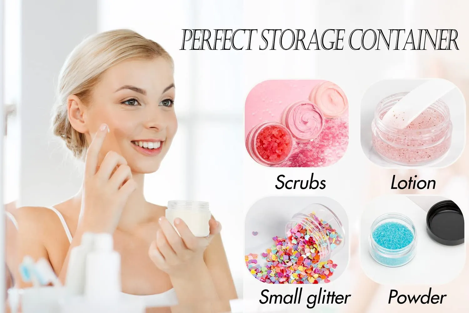 5 Gram Sample Containers with Lids, 50PCS Mini Makeup Containers, Empty Plastic Travel Cosmetic Containers with Labels