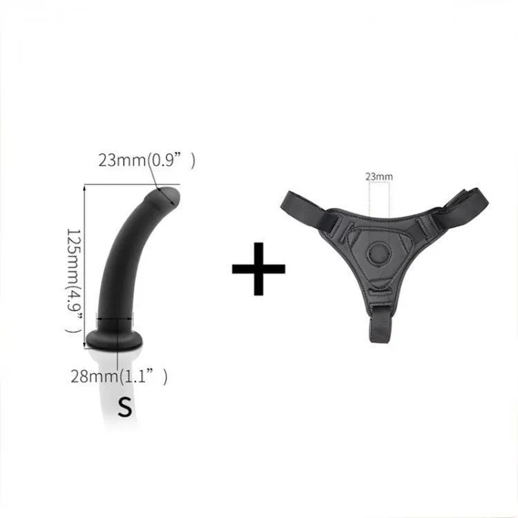 5741M      Pegging Strap On Small Silicone Dildo and Soft Harness Set