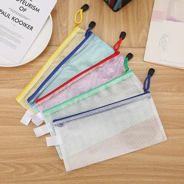 5PCS Mesh Zipper Pouches for Stationery Storage