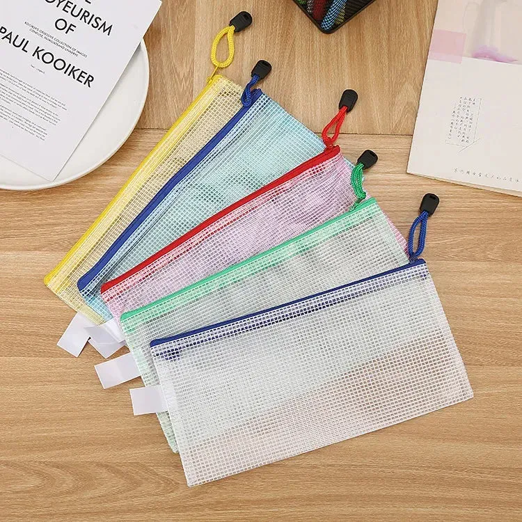 5PCS Mesh Zipper Pouches for Stationery Storage