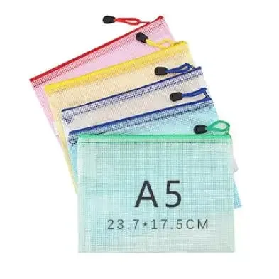 5PCS Mesh Zipper Pouches for Stationery Storage