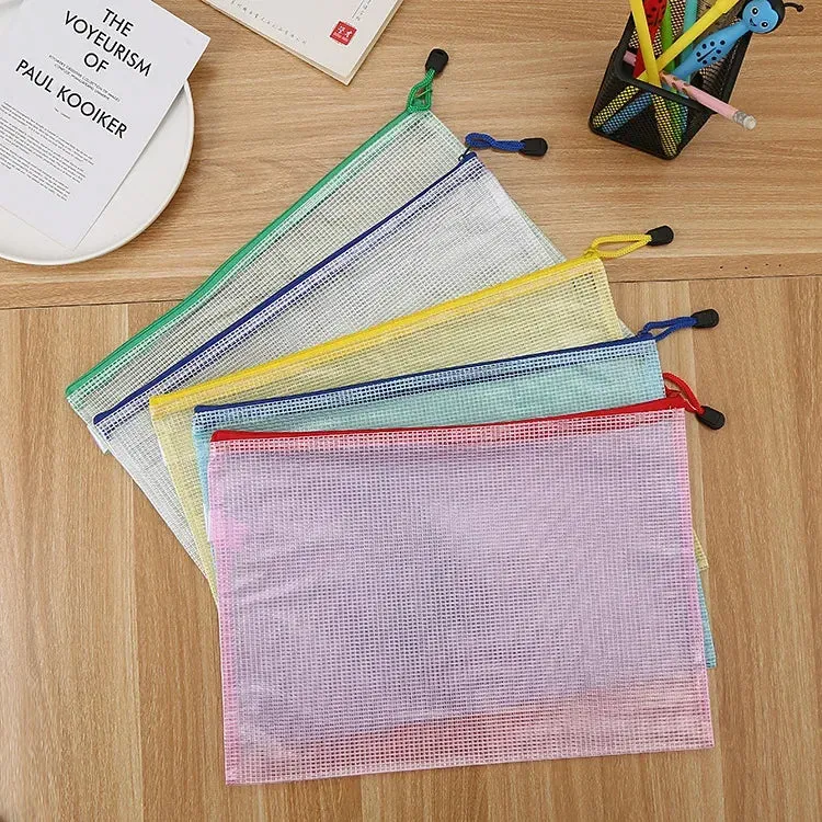 5PCS Mesh Zipper Pouches for Stationery Storage