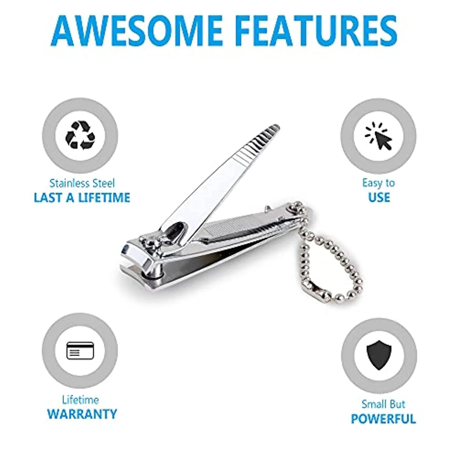 (6 Pack) Nail Clippers Set Stainless Steel Fingernail Clippers, Sharpest Nail Cutter Heavy Duty Curved Edge For Adults Men Women with Swing Out Nail Cleaner/File for Salon Home Use