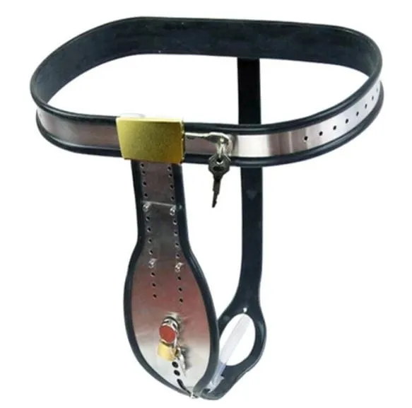 6939AR      Steel Trap Locking Male Chastity Belt with Cock Cage