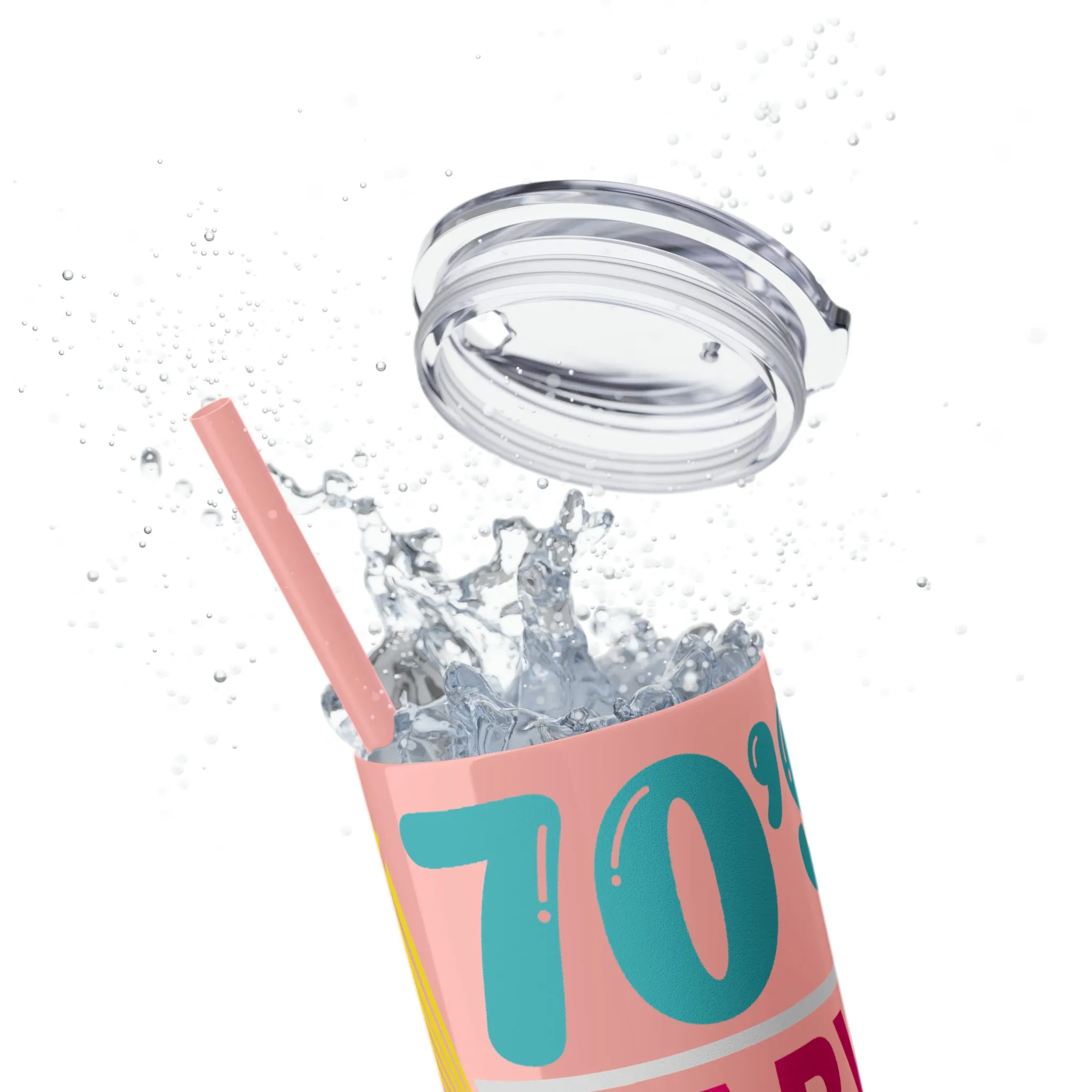 70's Baby 80's Made Me Skinny Tumbler with Straw, 20oz