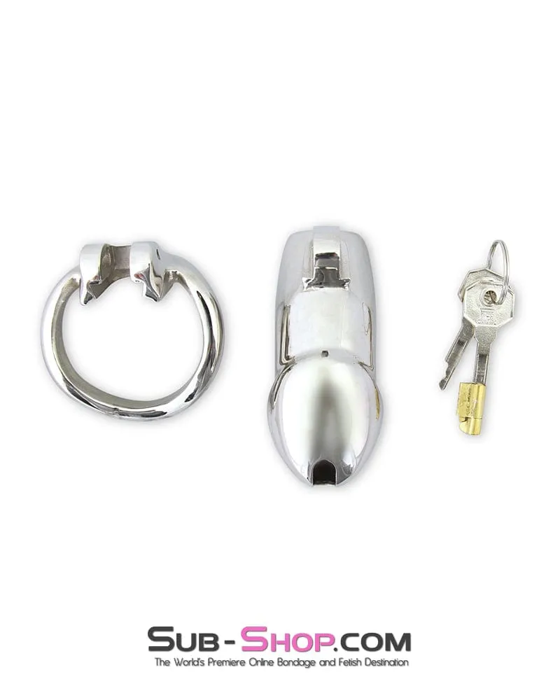 7136M      Encased in Stainless Steel Locking Chastity Cock Cage