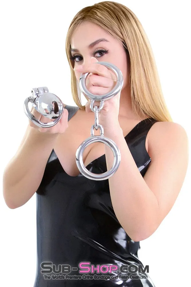 7136M      Encased in Stainless Steel Locking Chastity Cock Cage