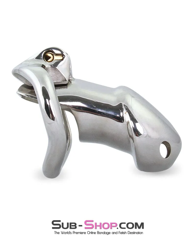 7136M      Encased in Stainless Steel Locking Chastity Cock Cage
