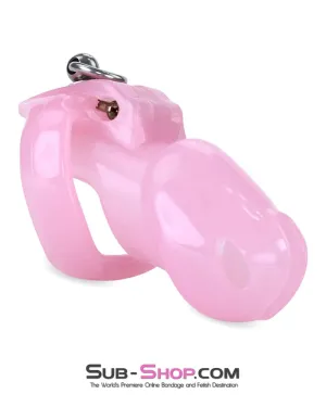 7141M      Long Pink Cock Cage with Lead Ring and Medium Cock Cuff Ring