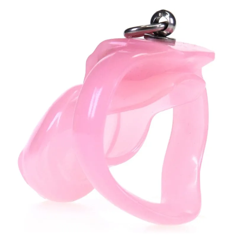7233M      Sissy’s Clitty Leash Locking Pink Chastity with Lead Ring, Small Base Cock Ring Size