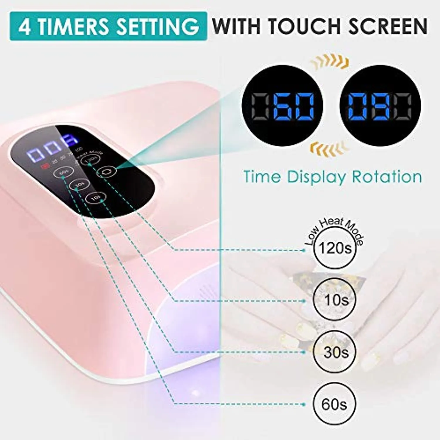 72W Cordless Led Nail Lamp, Rechargeable LED Nail Dryer, 15600mAH Wireless Fast Nail Polish Curling Lamp,Professional Gel Nail Lights Nail Art Manicure Tools for Home and Salon(Rechargeable)