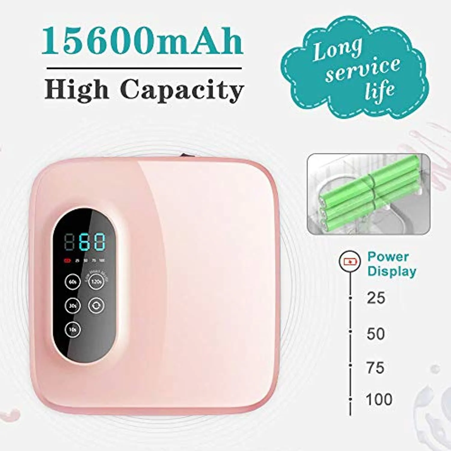 72W Cordless Led Nail Lamp, Rechargeable LED Nail Dryer, 15600mAH Wireless Fast Nail Polish Curling Lamp,Professional Gel Nail Lights Nail Art Manicure Tools for Home and Salon(Rechargeable)