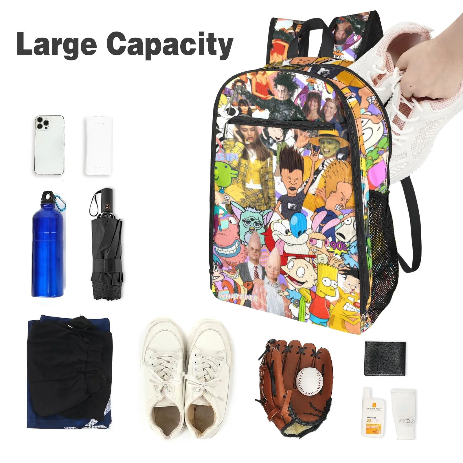 90s Icons Collage All Over Print Leisure Sports Backpack