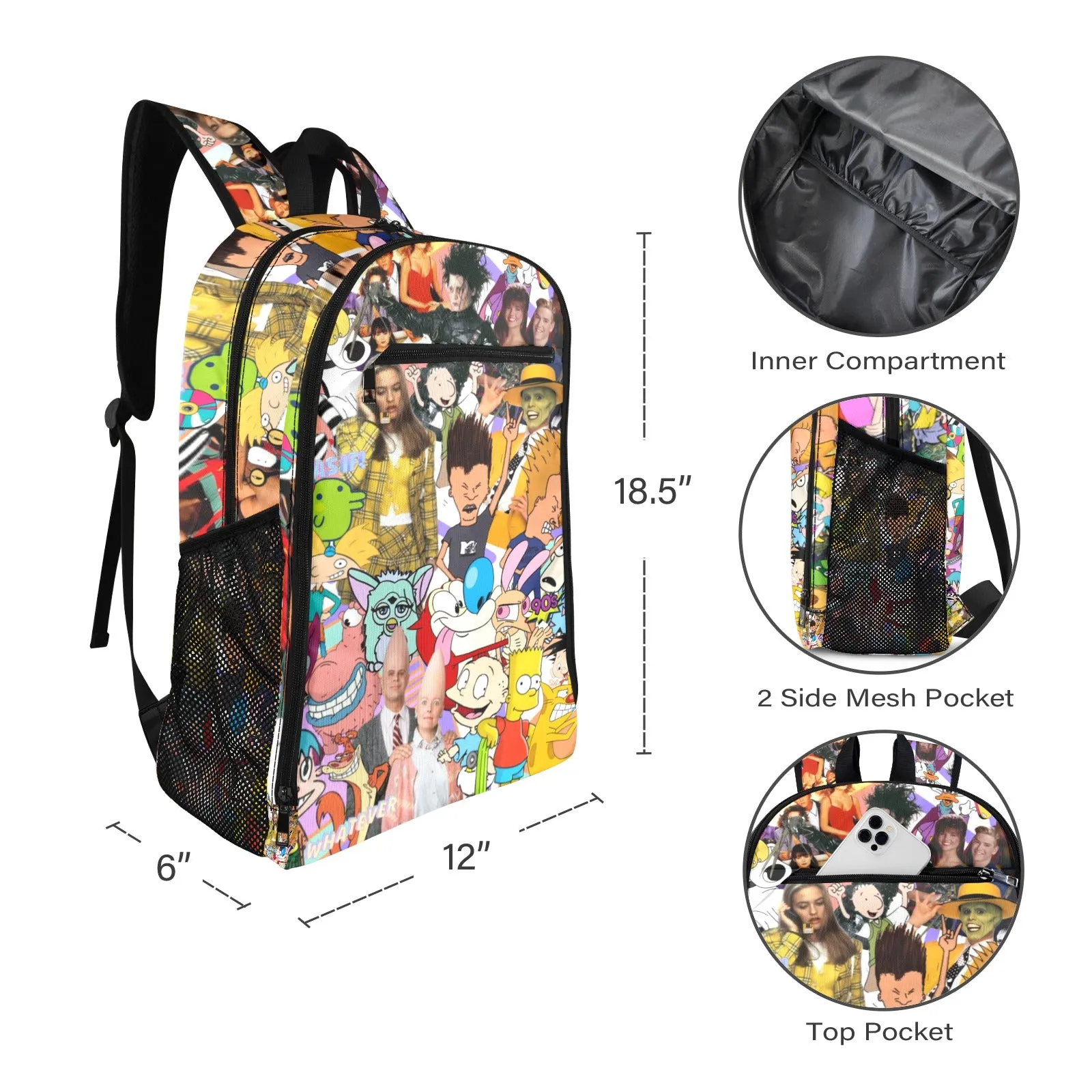 90s Icons Collage All Over Print Leisure Sports Backpack