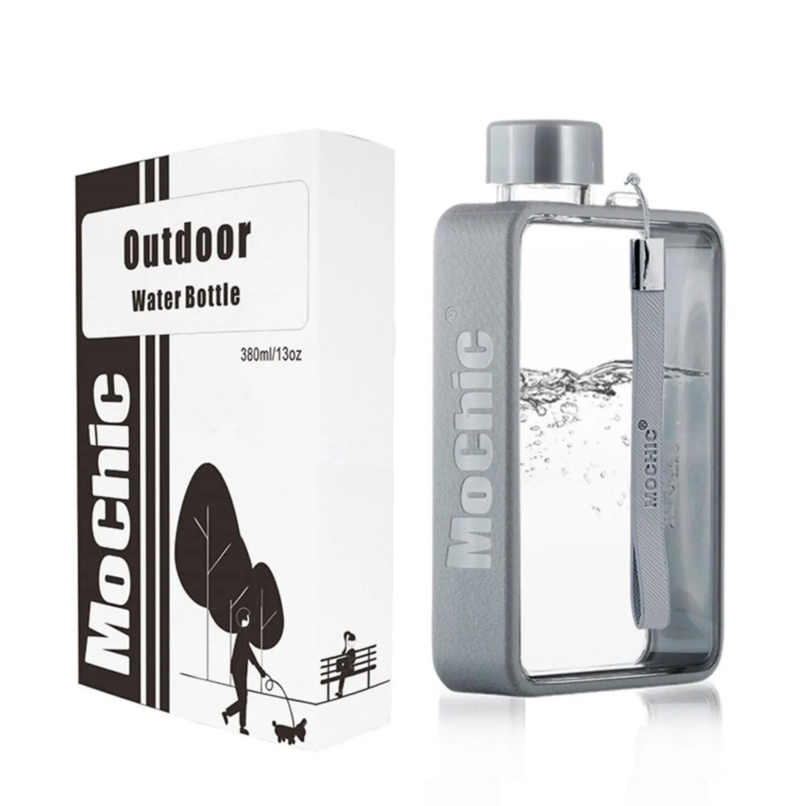A5 Flat Water Bottle Portable BPA Free Water Bottle (Grey) [ONLINE ONLY]