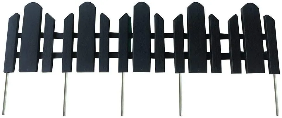 ABBA ECO Recycled Plastic Resin Decorative Border Garden Edging Landscape Fence Set-6 Pieces, 23 inch x 6 inch, Black! Retails $105 