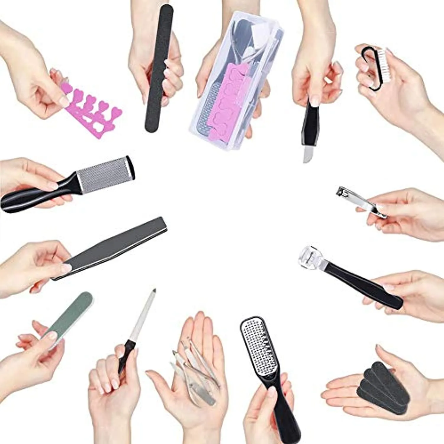 Adampark 23 in 1Pedicure Kit,Professional Pedicure Tools Set for Foot Clean Care,Nail Clippers Foot File Callus Remover Scraper Rasp Care Kits, Cuticle Care Kits for Women, Men, Salon,Home
