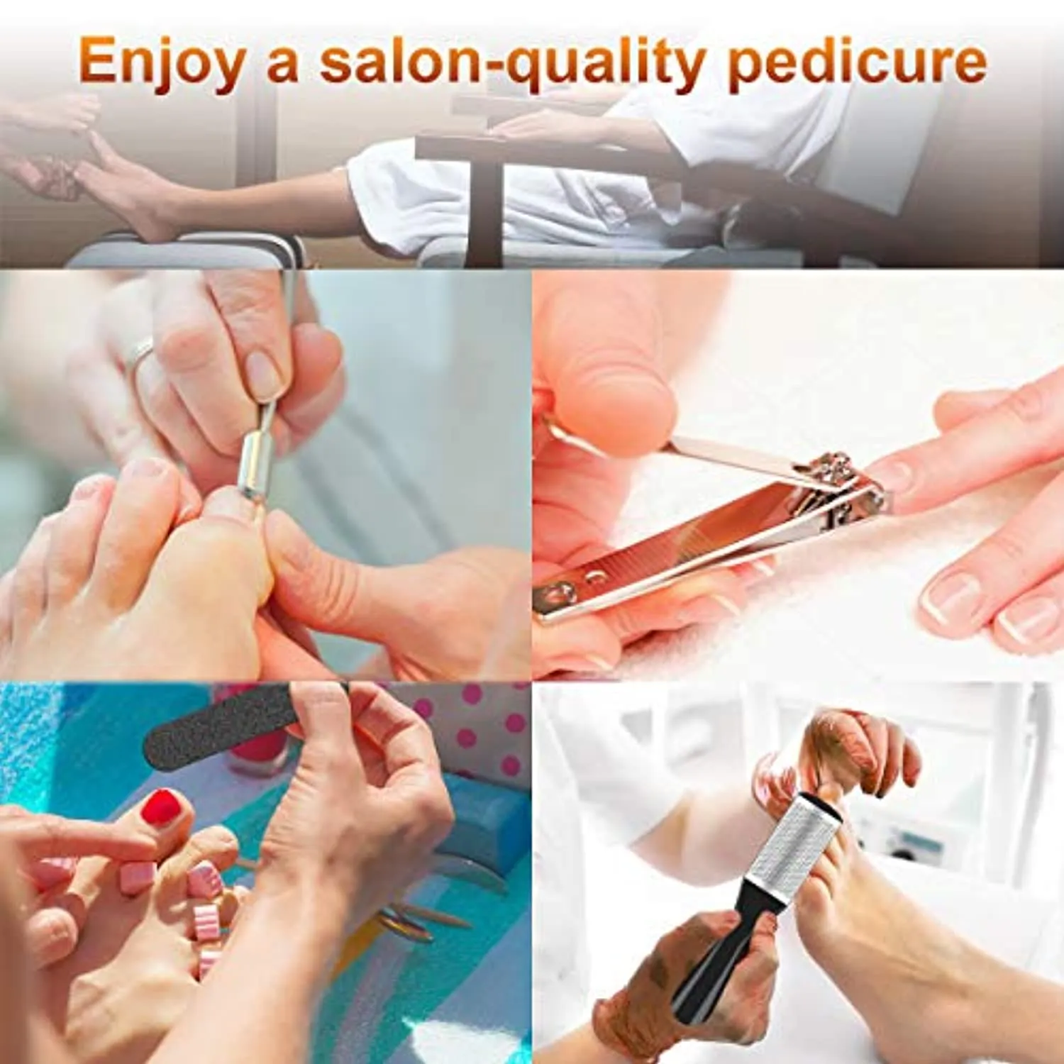 Adampark 23 in 1Pedicure Kit,Professional Pedicure Tools Set for Foot Clean Care,Nail Clippers Foot File Callus Remover Scraper Rasp Care Kits, Cuticle Care Kits for Women, Men, Salon,Home