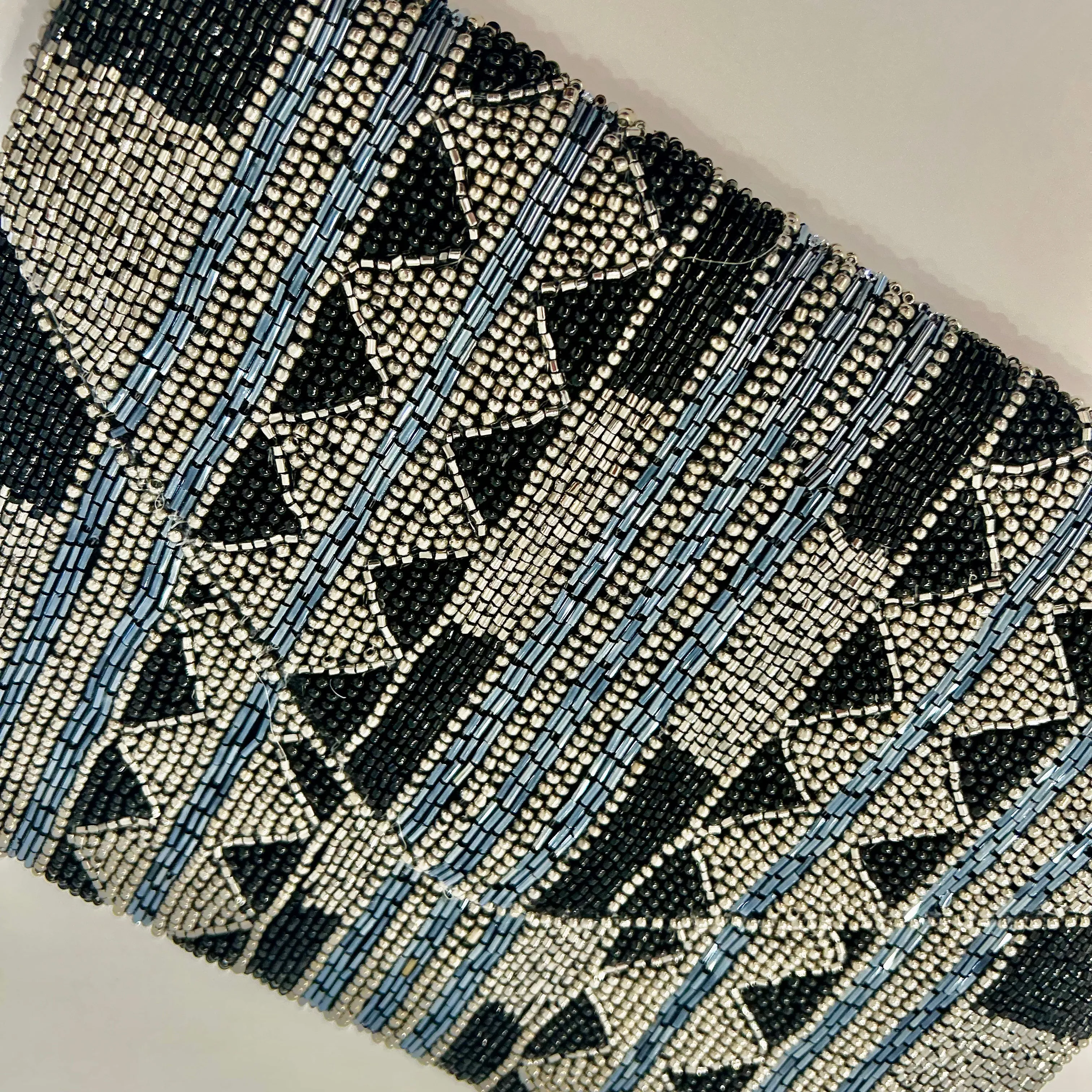 All-event-ready Sparkly Beaded Charcoal and Blue Clutch