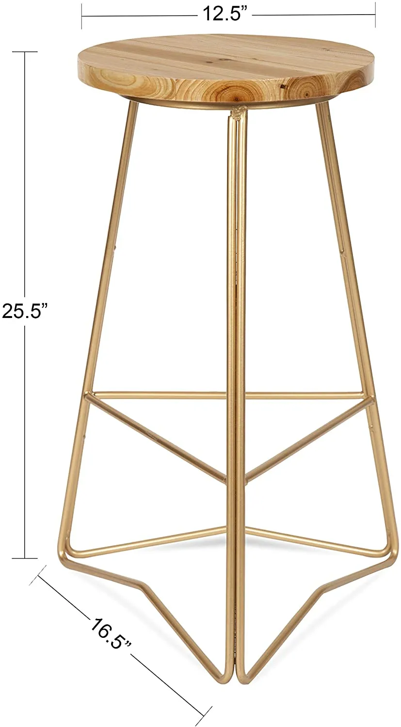 Amazing Quality Gideon 25 Bar Stool in Natural Wood & Rose Gold Metal Frame! Retails $215 