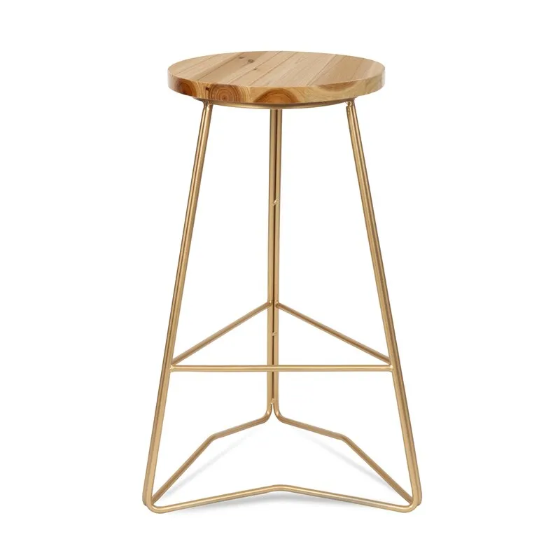 Amazing Quality Gideon 25 Bar Stool in Natural Wood & Rose Gold Metal Frame! Retails $215 