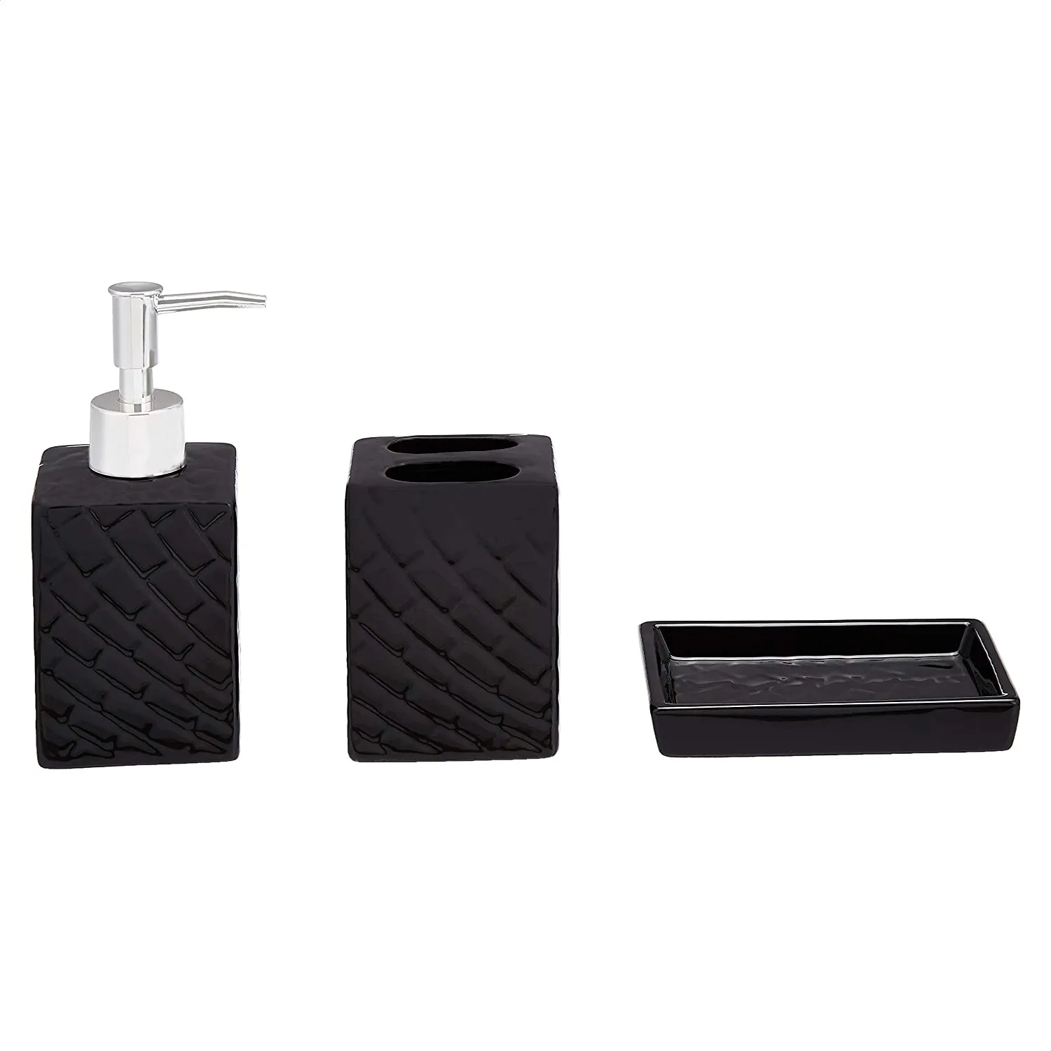 Amazon Basics 3-Piece Ceramic Bathroom Accessories Set, Gold