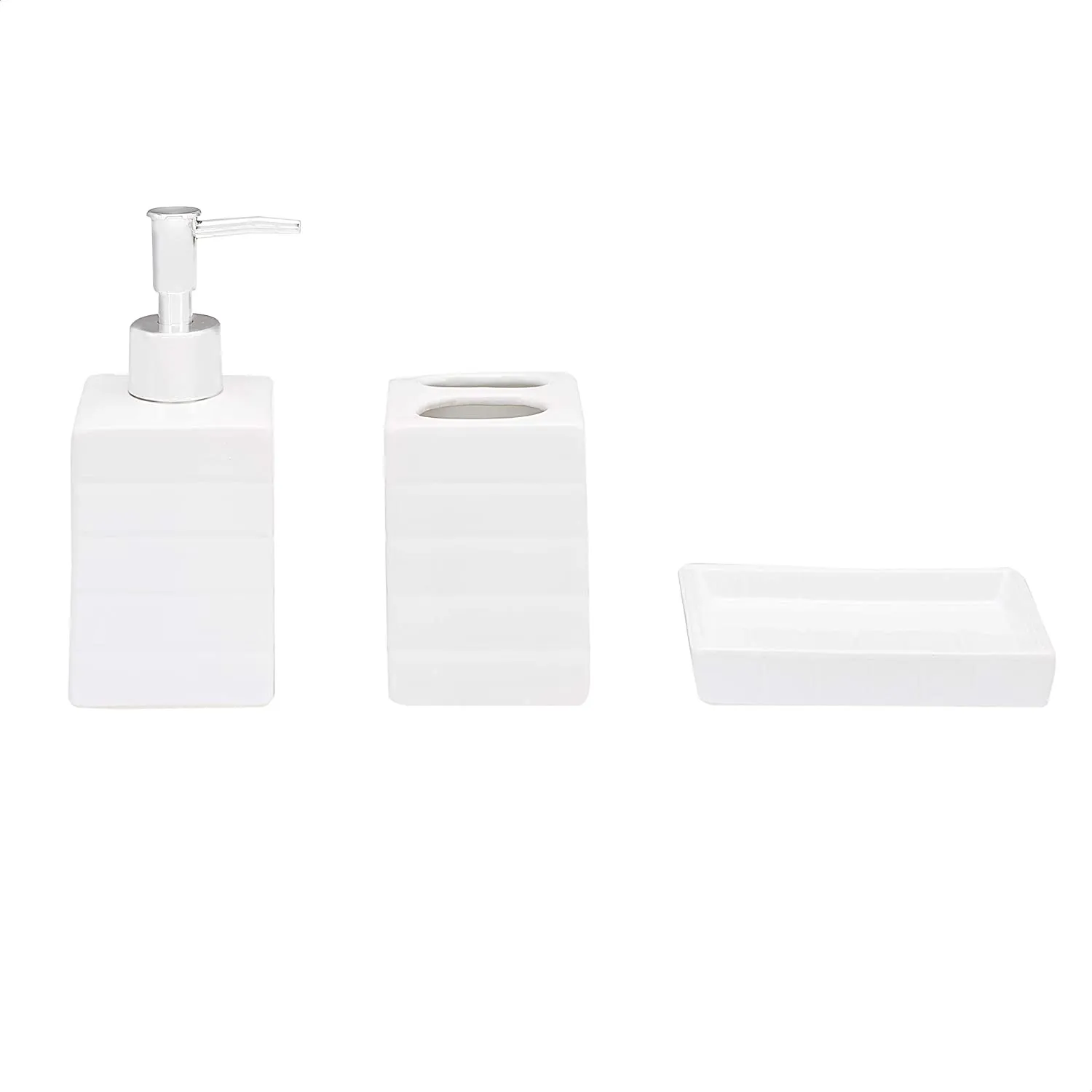 Amazon Basics 3-Piece Ceramic Bathroom Accessories Set, Gold