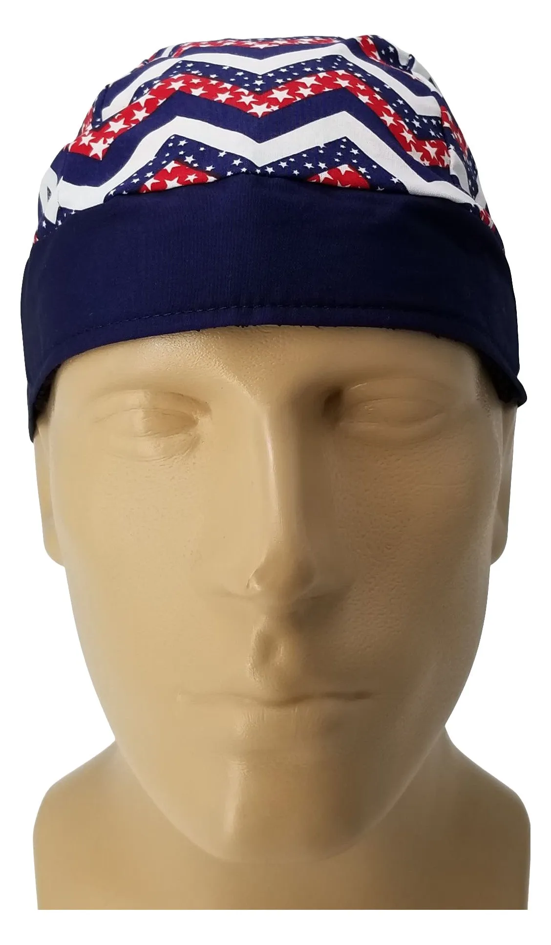American Flag Chevron Striped Bandana Dorag with Sweatband Doo Rag Made America USA Motorcycle Skull Cap Cotton Helmet Liner
