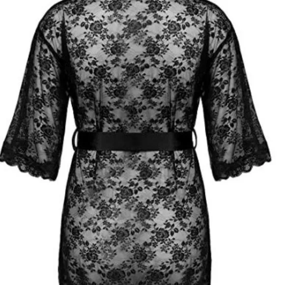 Amorbella Women Lace Babydoll Lingerie Kimono Set