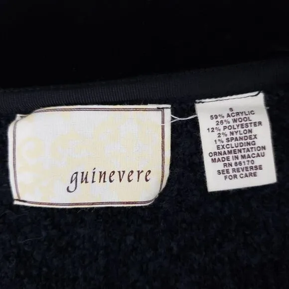 Anthropologie Guinevere Coming Up Roses Jacket Size S Vintage Black Wool Blend