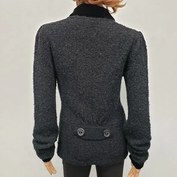 Anthropologie Guinevere Coming Up Roses Jacket Size S Vintage Black Wool Blend