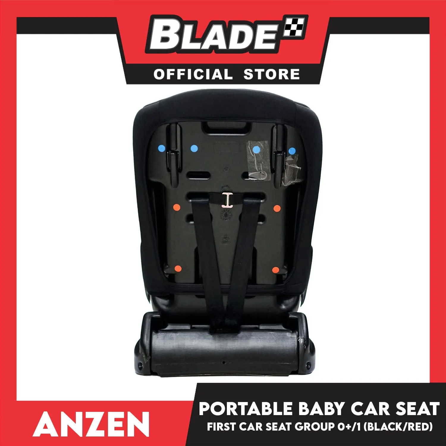Anzen Portable Child Safety Car Seat Convertible Car Seat, First Car Seat Group 0 /1 (Black/Red) Suitable for Infant, Children Birth up to 4 Years