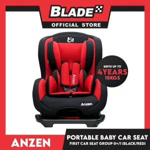 Anzen Portable Child Safety Car Seat Convertible Car Seat, First Car Seat Group 0 /1 (Black/Red) Suitable for Infant, Children Birth up to 4 Years