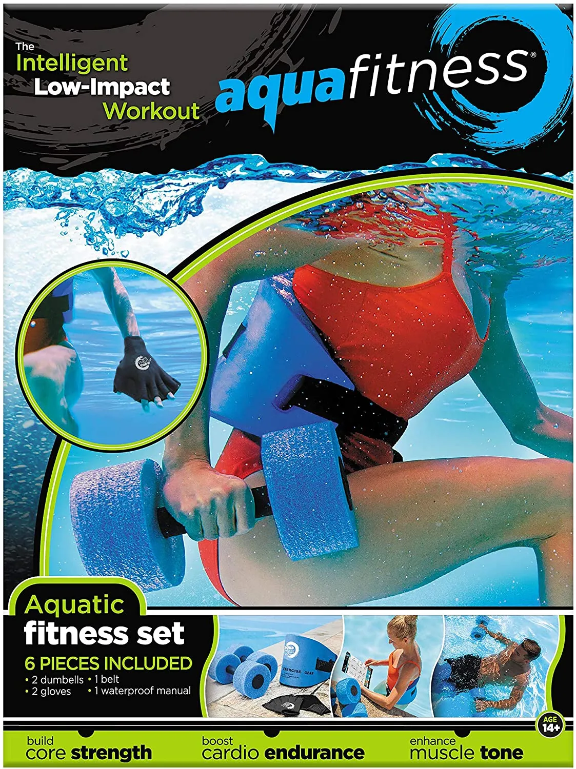 Aqua Fitness Body Sculpt Ergo Dumbbells - Exercise Equipment for Water Aerobics, Aquatic Low-Impact Workouts, and Resistance Training - Blue
