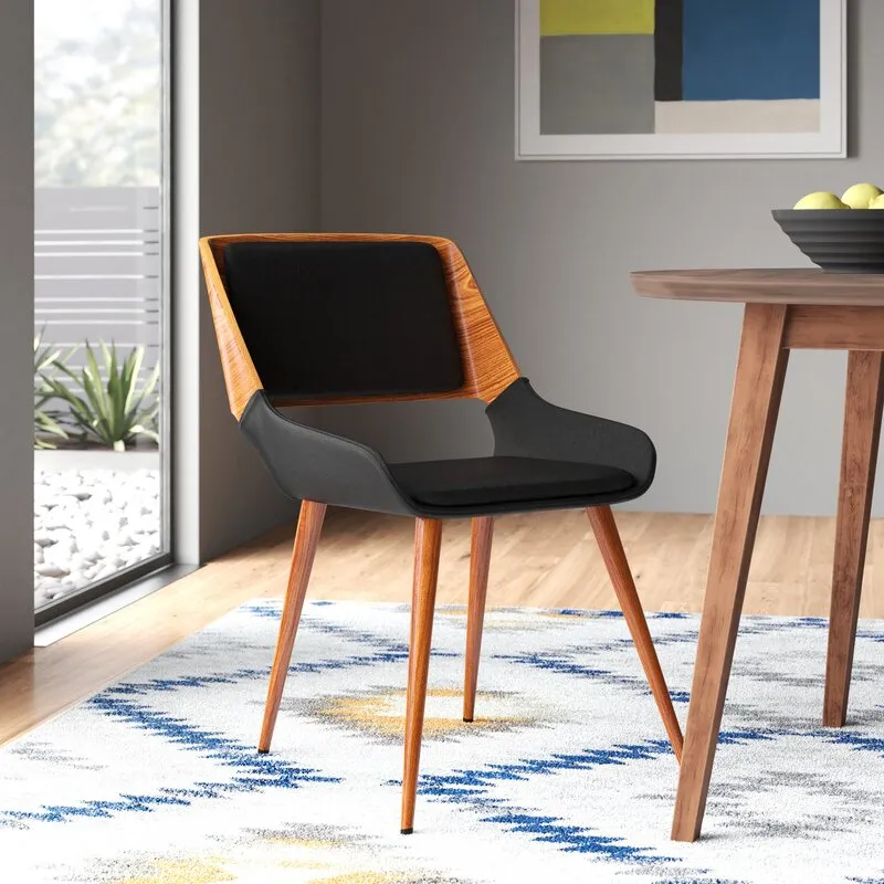 Armen Living LCPNSIWABR Panda Side Chair in Black and Walnut Wood Finish! Retails $221 
