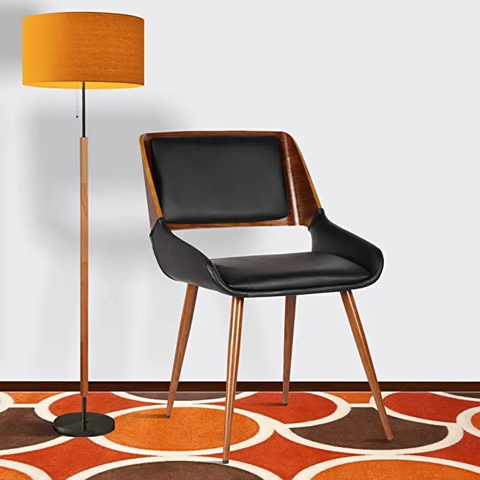 Armen Living LCPNSIWABR Panda Side Chair in Black and Walnut Wood Finish! Retails $221 