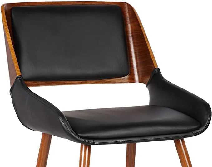 Armen Living LCPNSIWABR Panda Side Chair in Black and Walnut Wood Finish! Retails $221 