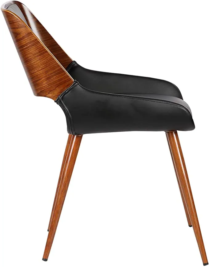 Armen Living LCPNSIWABR Panda Side Chair in Black and Walnut Wood Finish! Retails $221 