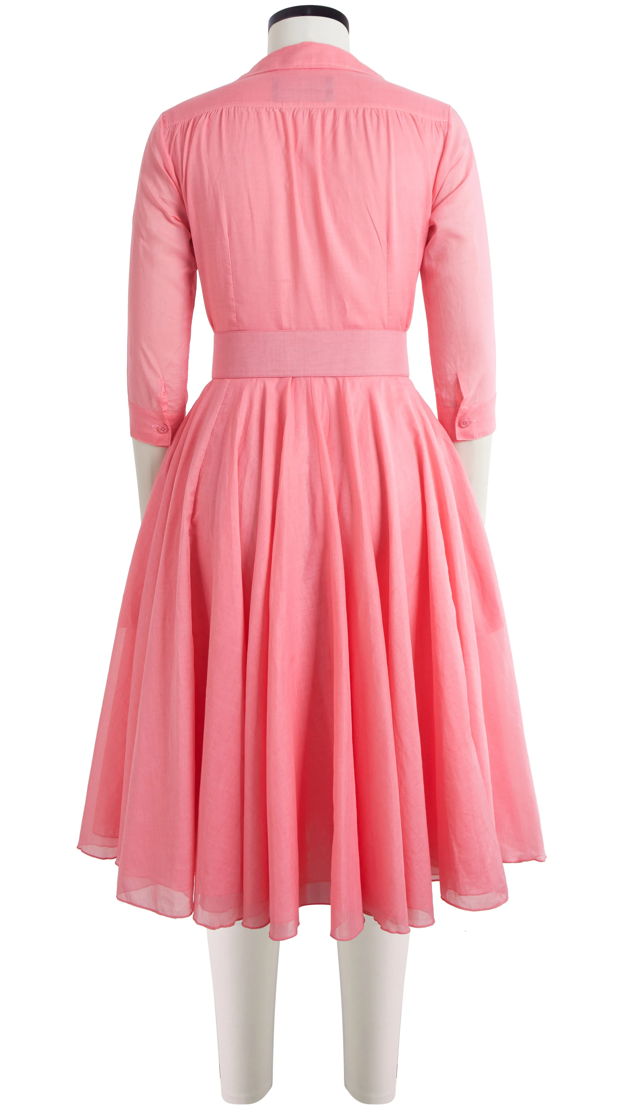 Aster Dress Shirt Collar 3/4 Sleeve Midi Length Cotton Musola_Solid_Soft Peach