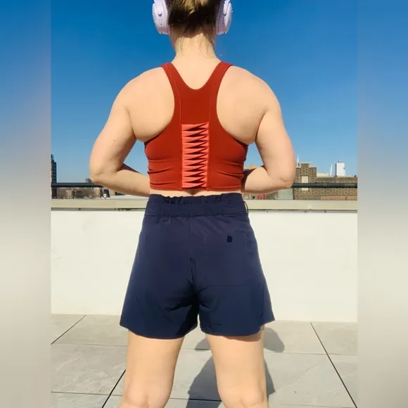 Athleta High Waist Navy Blue Pull Up Shorts Effortless Style Classy Meets Sporty