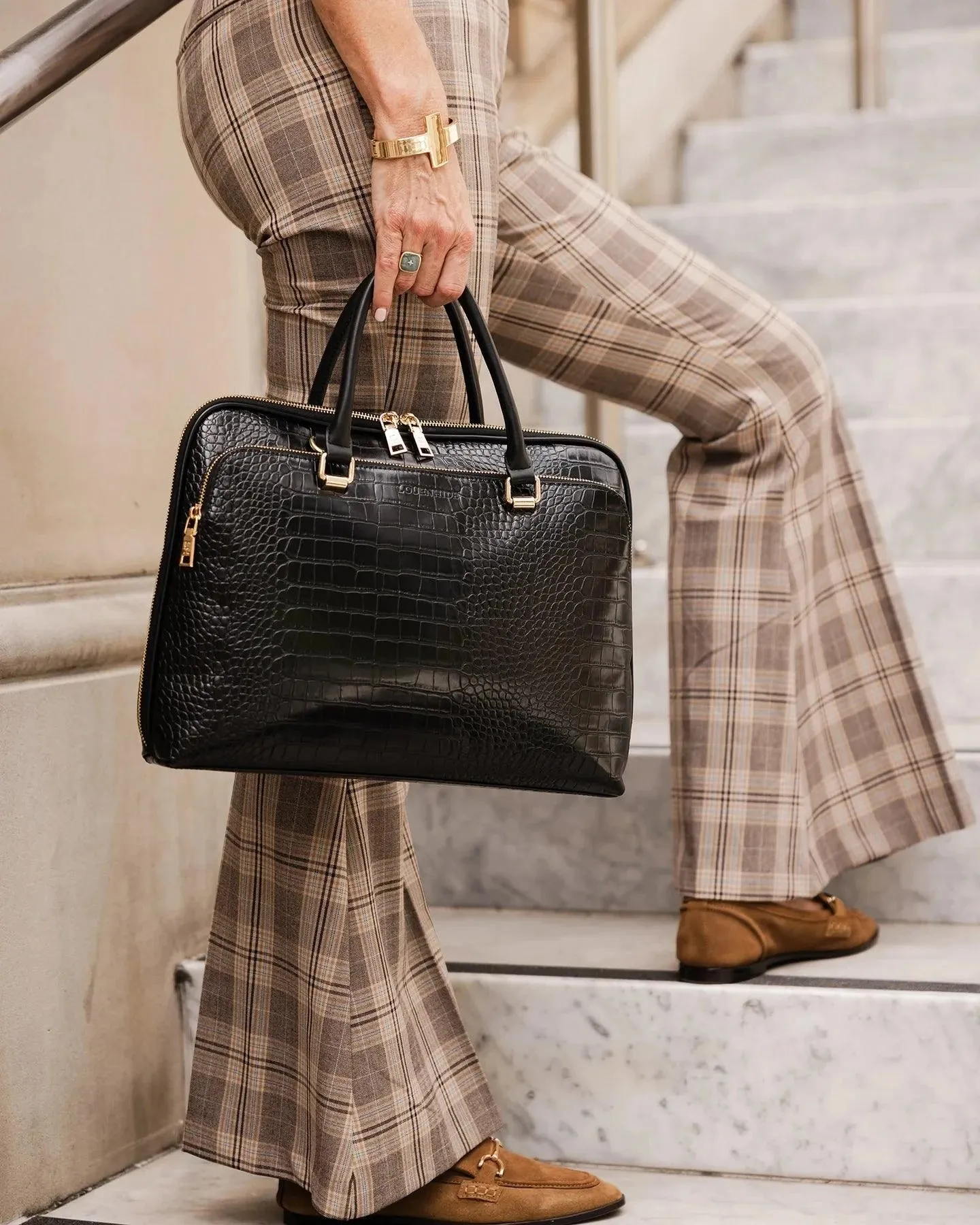 Atlanta Laptop Bag - Black Croc