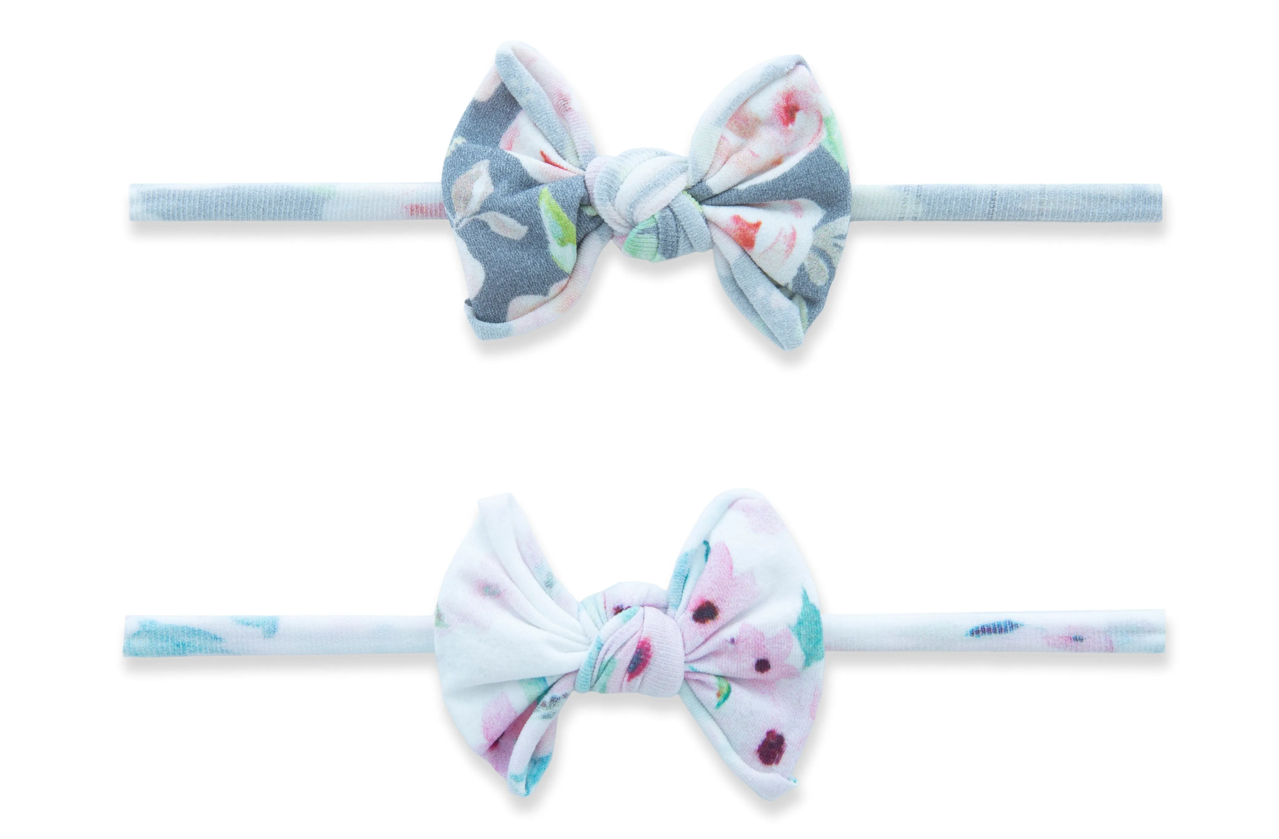 Baby Bling Soft Floral 2 Pack Mini Print Skinny Headband Set