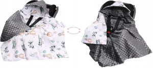 Baby Car Seat Hooded Blanket Double-sided GRAPHITE/ Dreamy Flight