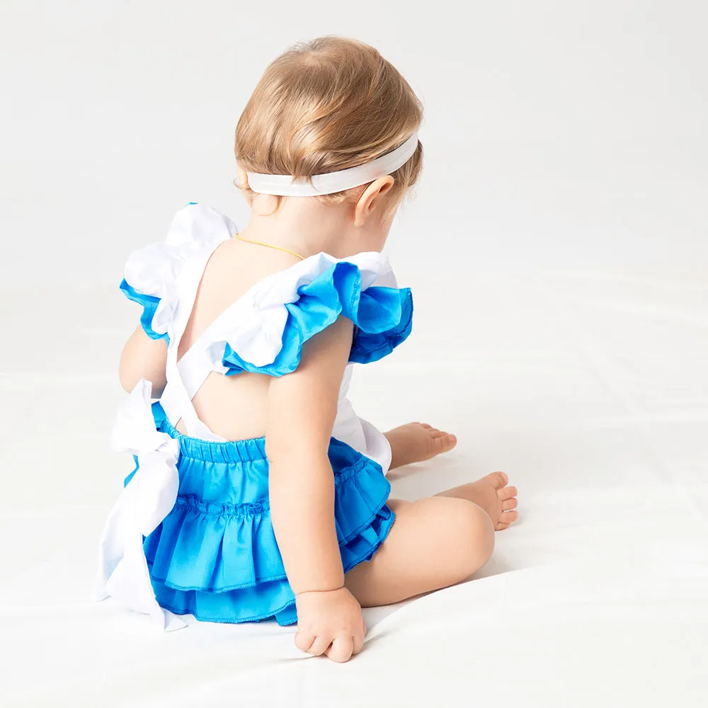 Baby Girls Costume Cotton Romper Infant Birthday Outfit with 2pc Headband