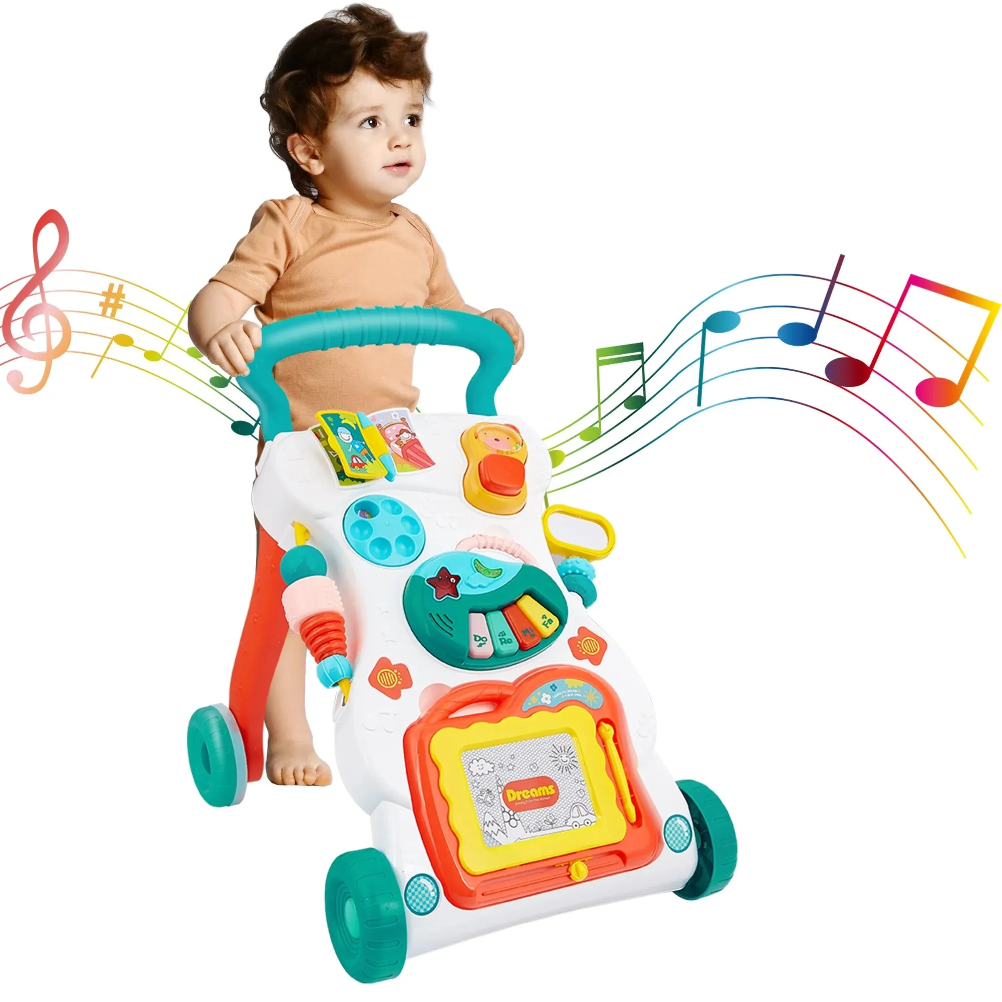 Baby Learning Walker, 2 in 1 Baby Push Walker and Activity Center for Baby, Toddler, Early Learning Toy for Kids Infant 6-12 Months