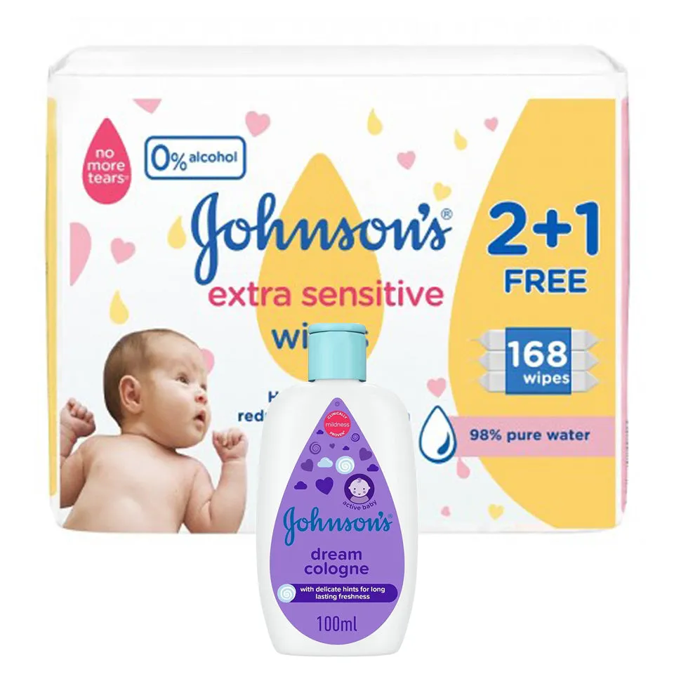 Baby Wipes Extra Sensitive Pack of 2 1 Free with Cologne Dream 100ml FREE