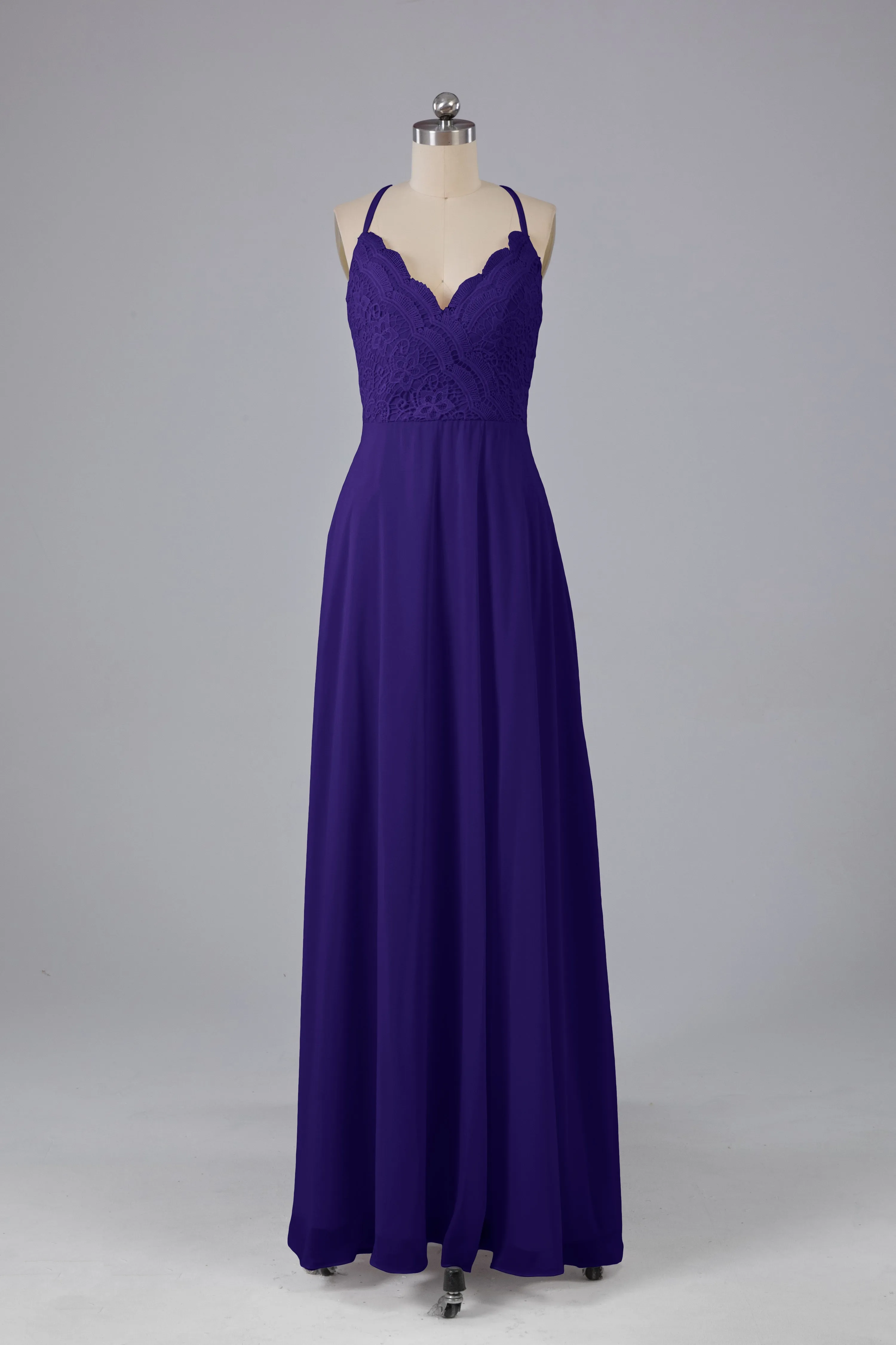 Backless Spaghetti Straps Lace Bridesmaid Dresses