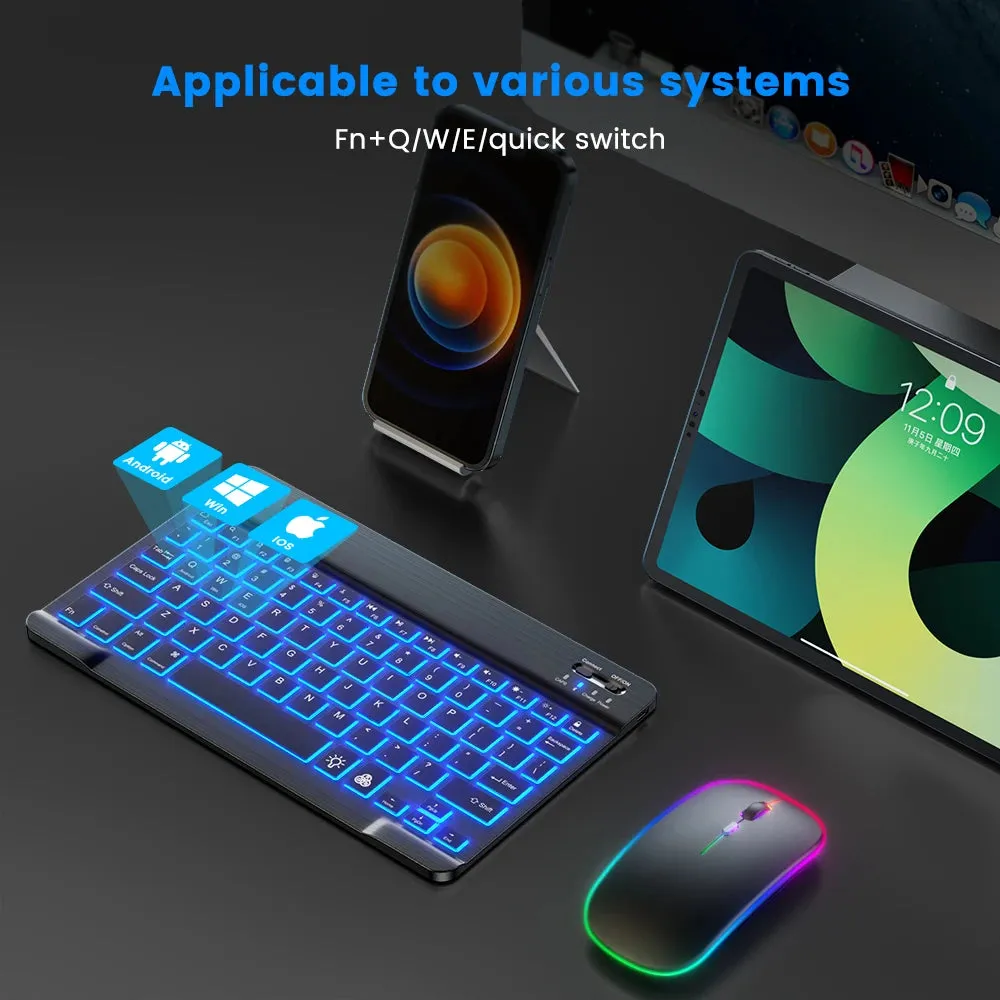 Backlit Bluetooth Keyboard Mouse for Multi-Device